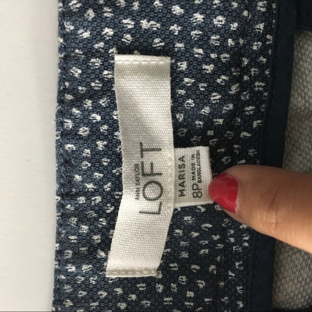 LOFT Blue Patterned Cropped Pants - Picture 2 of 8